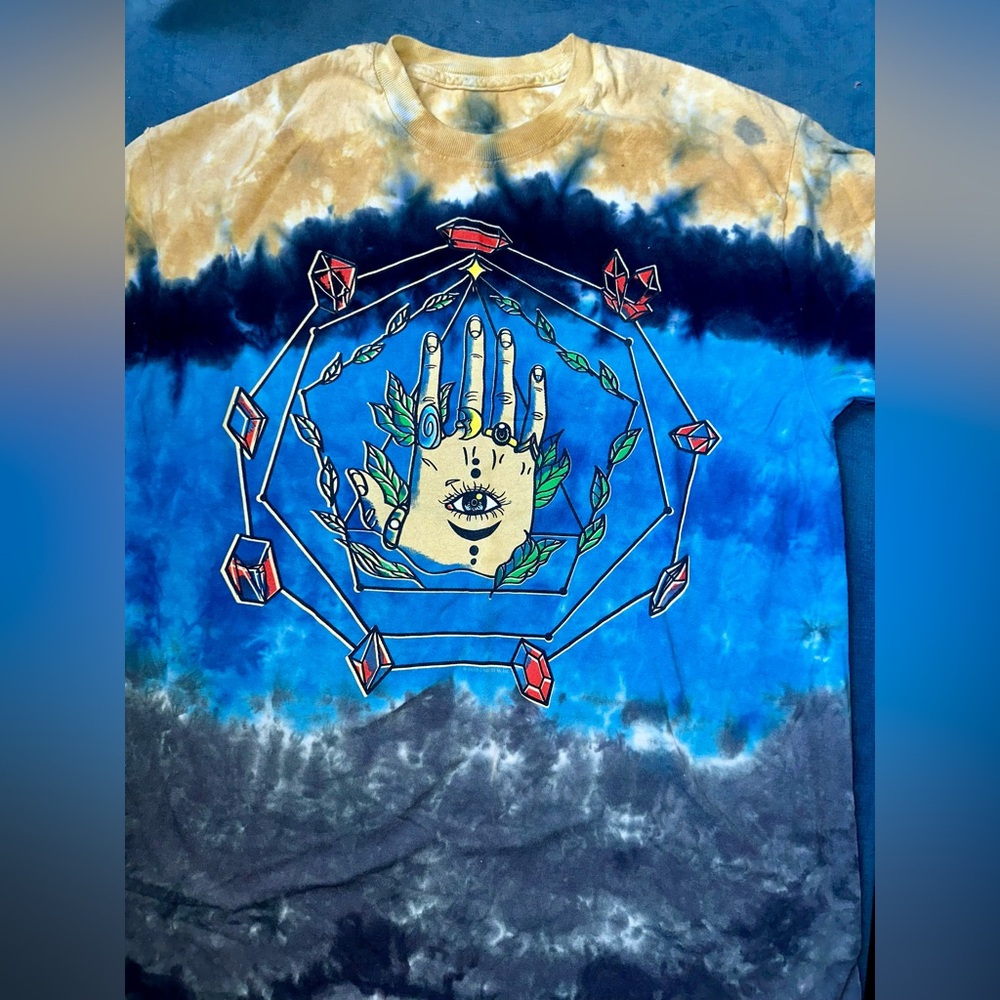 LIQUID BLUE: Fully Tie-Dye All Seeing Eye T-Shirt (Size Large) (FLAWLESS!!!)
